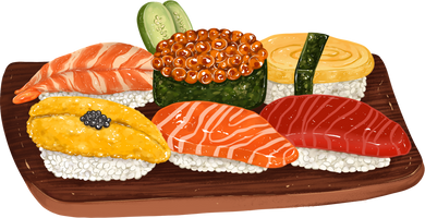 Plate of Sushi Illustration